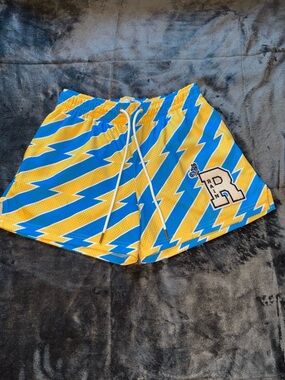 Ryoko Rain Bolts - Powder Blue & Yellow Mesh Shorts